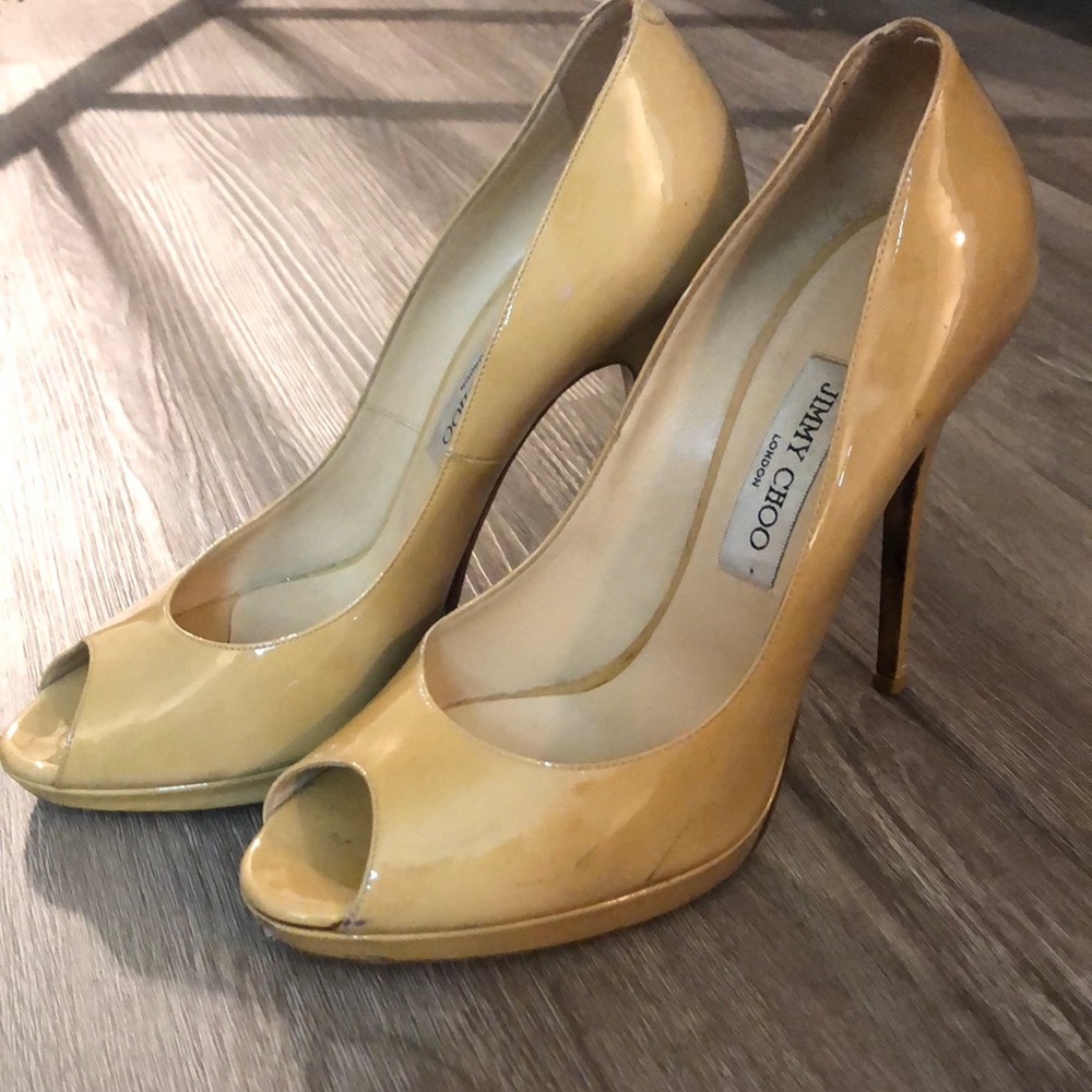 Jimmy Choo Peep Toe Patent Leather Heels Size 40 - Picture 1 of 16